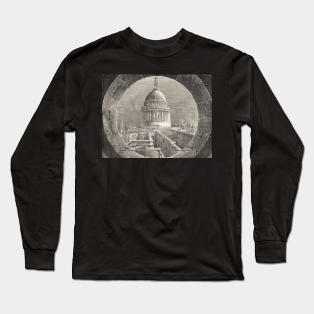 Unusual View of St Paul's Cathedral Long Sleeve T-Shirt by artfromthepast